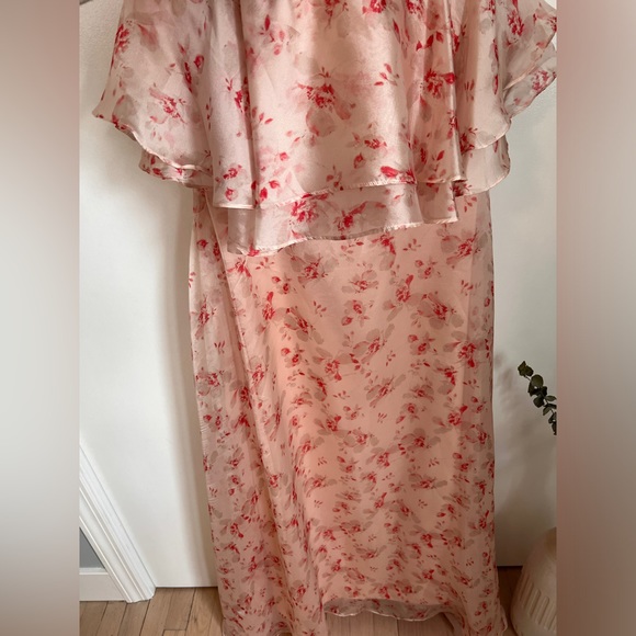 Lulu's - Pink Floral Print Organza Maxi Dress - Large - Picture 3 of 4